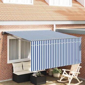 ARDEBO.de - Einziehbare Markise Marineblau und Weiß 350 x 250 cm