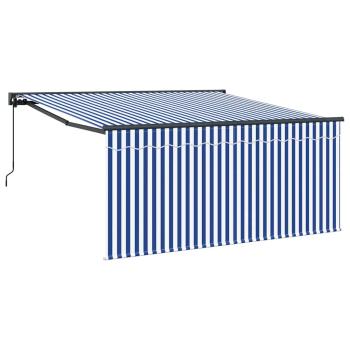 Einziehbare Markise Marineblau und Weiß 350 x 250 cm
