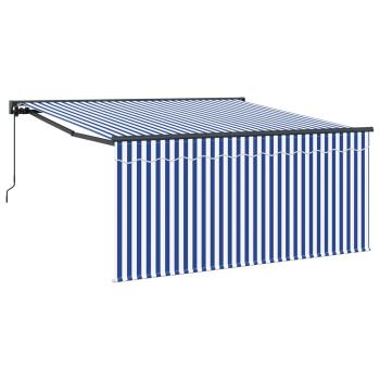 Einziehbare Markise Marineblau und Weiß 350 x 250 cm