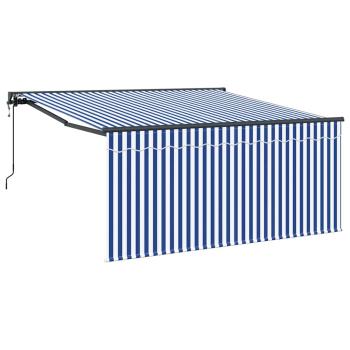 Einziehbare Markise Blau-weiß gestreift 350 x 250 cm Gewebe