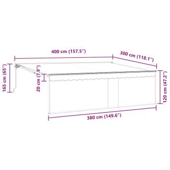 Einziehbare Markise Beige 400 × 300 cm Polyester