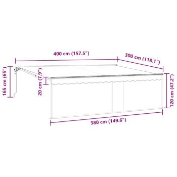 Einziehbare Markise Grau 400 × 300 cm Aluminium, Stoff