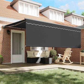 Einziehbare Markise Grau 400 × 300 cm Aluminium, Stoff