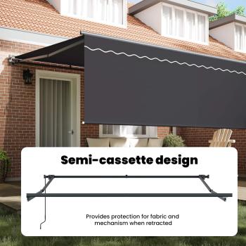Einziehbare Markise Grau 400 × 300 cm Aluminium, Stoff