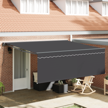 Einziehbare Markise Grau 400 × 300 cm Aluminium, Stoff