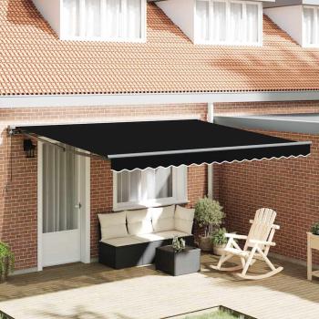 ARDEBO.de - Einziehbare Markise Schwarz 400x300 cm Aluminium und Polyester