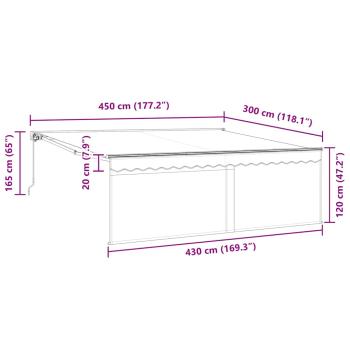 Einziehbare Markise Blau und Weiß Anthrazit 450 × 300 cm