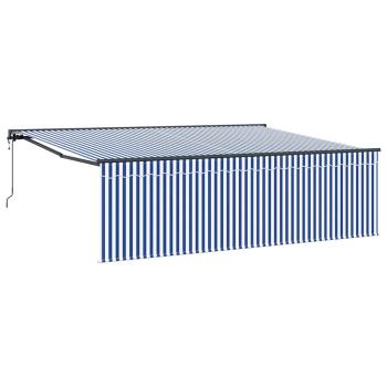 Einziehbare Markise Blau und Weiß Anthrazit 450 × 300 cm
