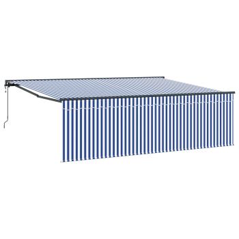 Einziehbare Markise Blau und Weiß Anthrazit 450 × 300 cm