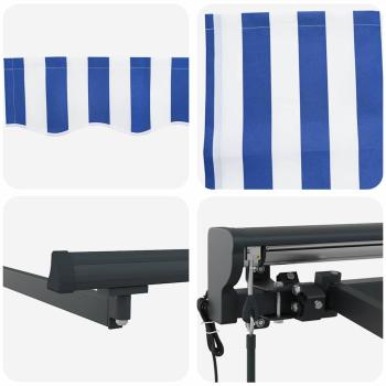 Einziehbare Markise Blau und Weiß Anthrazit 450 × 300 cm