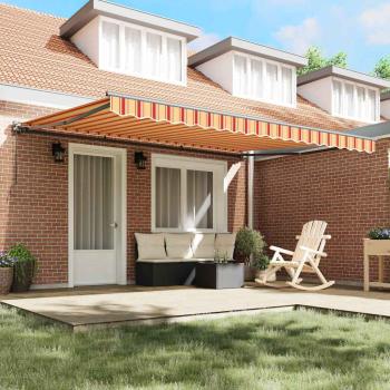 Einziehbare Markise Gelb und Orange 450x300 cm Stoff und Metall