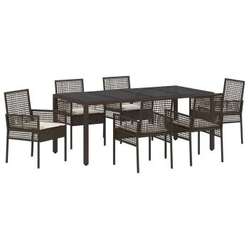 Garten Essgruppe 7 pcs Braun 190 x 90 x 75 cm Poly-Rattan