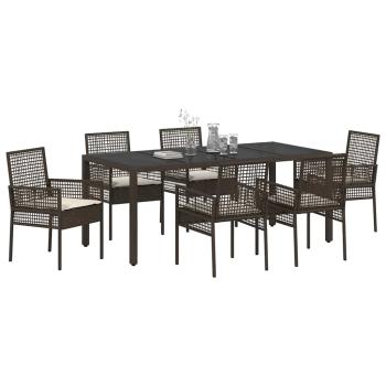 Garten Essgruppe 7 Stk. Braun Poly-Rattan