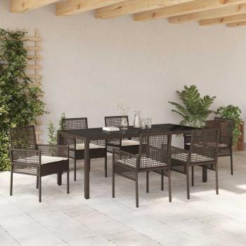 Garten Essgruppe 7 Stk. Braun Poly-Rattan