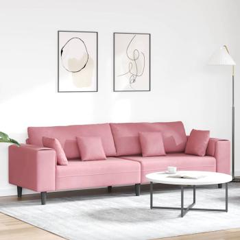 ARDEBO.de - Samt Sofa mit Kissen mit Kissen Rosa 209 cm Samt