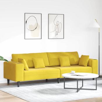 ARDEBO.de - Samt Sofa mit Kissen mit Kissen Gelb 210 cm Samt
