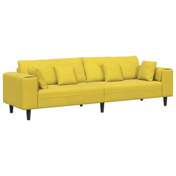 Samt Sofa mit Kissen mit Kissen Gelb 210 cm Samt