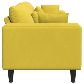 Samt Sofa mit Kissen mit Kissen Gelb 210 cm Samt