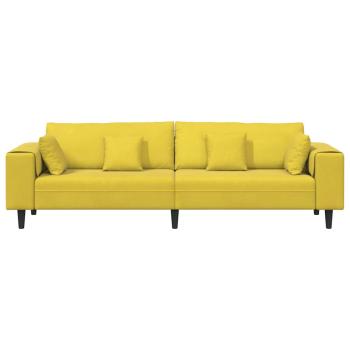 Samt Sofa mit Kissen mit Kissen Gelb 210 cm Samt