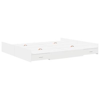 Bett mit Stauraum Weiß 200 x 200 cm Wuchsplatte und Spanplatte