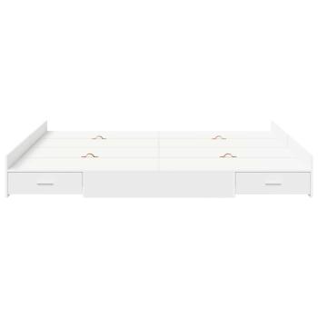 Bett mit Stauraum Weiß 200 x 200 cm Wuchsplatte und Spanplatte