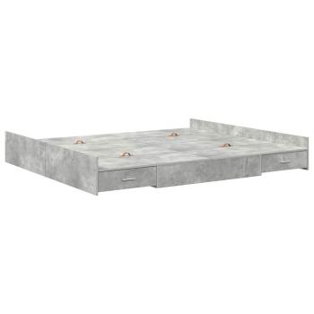Bett mit Stauraum mit Schubladen mit Kopfteil mit Speicher Betongrau 200 x 200 cm