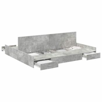 Bett mit Stauraum mit Schubladen mit Kopfteil mit Speicher Betongrau 200 x 200 cm
