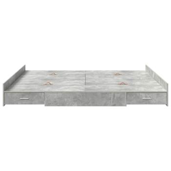 Bett mit Stauraum mit Schubladen mit Kopfteil mit Speicher Betongrau 200 x 200 cm