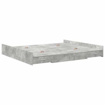 Bett mit Stauraum mit Schubladen mit Kopfteil mit Speicher Betongrau 200 x 200 cm