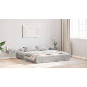 Bett mit Stauraum mit Schubladen mit Kopfteil mit Speicher Betongrau 200 x 200 cm