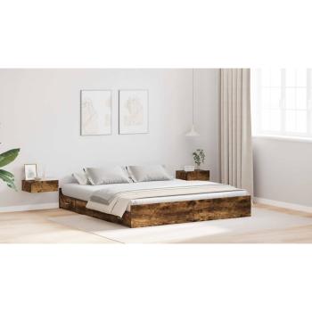 Bett mit Stauraum mit Schubladen mit Kopfteil mit Speicher Räuchereiche 200 x 200 cm