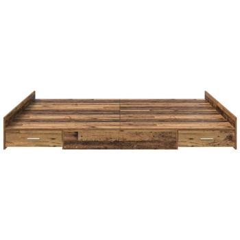 Bett mit Stauraum mit Schubladen mit Kopfteil mit Speicher Altholz 200 x 200 cm