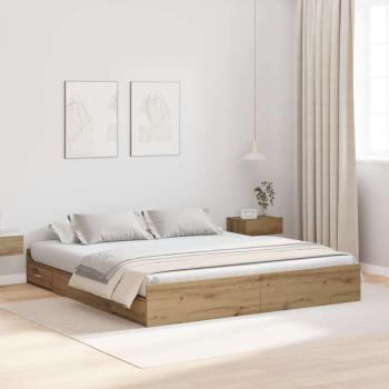 ARDEBO.de - Bett mit Stauraum Eiche handwerklich 200 x 200 cm