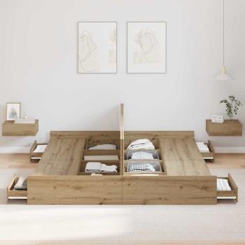Bett mit Stauraum Eiche handwerklich 200 x 200 cm
