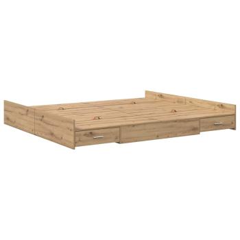 Bett mit Stauraum Eiche handwerklich 200 x 200 cm