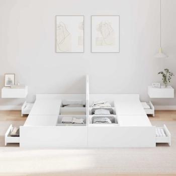 Bett mit Stauraum Weiß 180 x 200 cm Wuchsplatte und Spanplatte