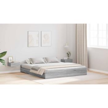 Bett mit Stauraum mit Schubladen mit Kopfteil mit Speicher Grau Sonoma 180 x 200 cm