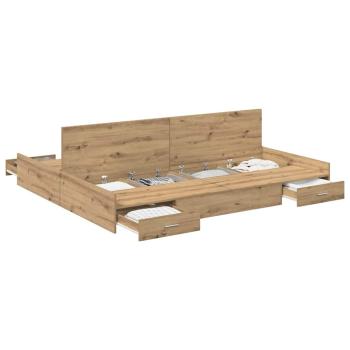 Bett mit Stauraum Eiche handwerklich 180 x 200 cm