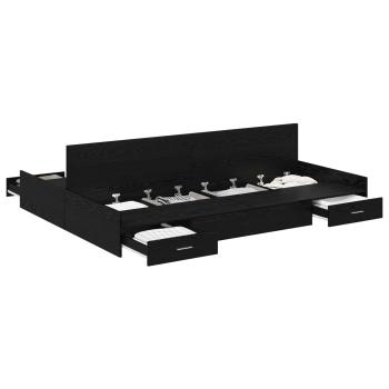 Aufbewahrungsbettgestell Schwarz Eichen-Optik 160 x 200 cm