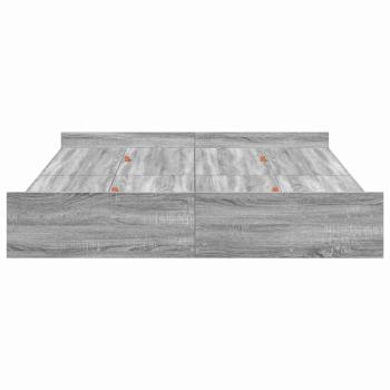 Bett mit Stauraum mit Schubladen mit Kopfteil mit Speicher Grau Sonoma 160 x 200 cm