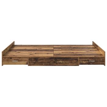Bett mit Stauraum mit Schubladen mit Kopfteil mit Speicher Altholz 160 x 200 cm