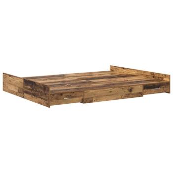 Bett mit Stauraum mit Schubladen mit Kopfteil mit Speicher Altholz 160 x 200 cm
