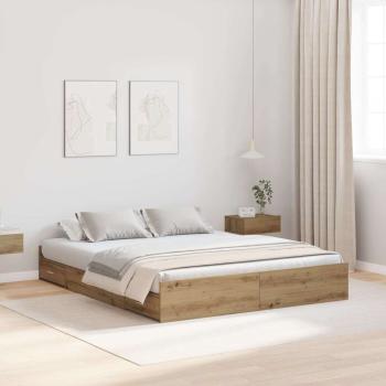 Bett mit Stauraum Eiche handwerklich 150 x 200 cm