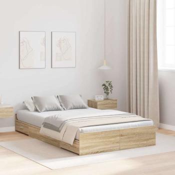 ARDEBO.de - Bett mit Stauraum Sonoma Eiche 120 x 200 cm Holzwerkstoff