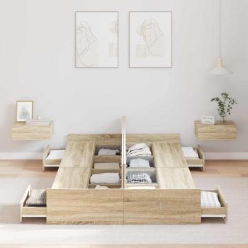 Bett mit Stauraum Sonoma Eiche 120 x 200 cm Holzwerkstoff