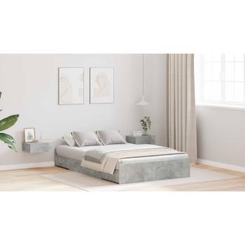 Bett mit Stauraum Betongrau 120 x 200 cm Melaminplatte