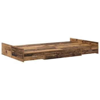 Bett mit Stauraum mit Schubladen mit Kopfteil mit Speicher Altholz 120 x 200 cm Holz