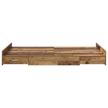 Bett mit Stauraum mit Schubladen mit Kopfteil mit Speicher Altholz 120 x 200 cm Holz