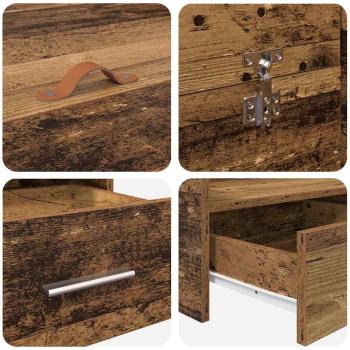 Bett mit Stauraum mit Schubladen mit Kopfteil mit Speicher Altholz 120 x 200 cm Holz