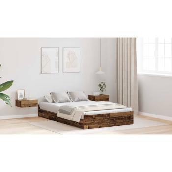 Bett mit Stauraum mit Schubladen mit Kopfteil mit Speicher Altholz 120 x 200 cm Holz